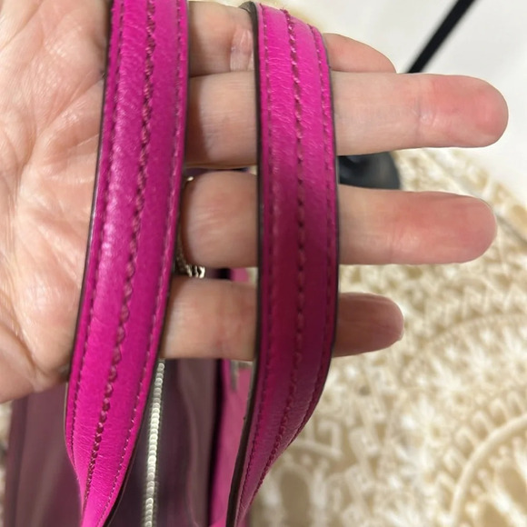 COACH 24693 Park Quilted Color Block CARRIE Leather Pink Blue Suede Purse - Picture 6 of 12